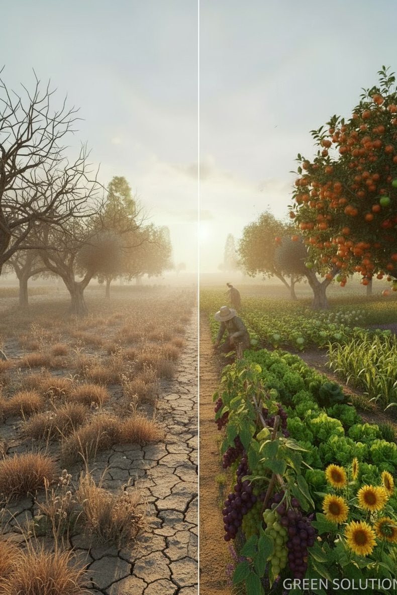 Comparaison entre une parcelle asséchée et une parcelle cultivée abondante